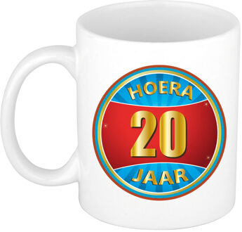Bellatio Decorations Verjaardag mok / beker hoera 20 jaar verjaardagscadeau Multi