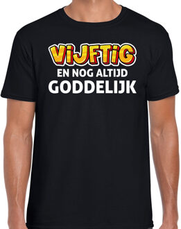 Bellatio Decorations Verjaardag t-shirt 50 jaar Abraham - vijftig en goddelijk - zwart - heren - vijftig jaar cadeau shirt Abraham 2XL