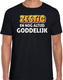 Bellatio Decorations Verjaardag t-shirt 60 jaar - zestig en goddelijk - zwart - heren - zestig jaar cadeau shirt S