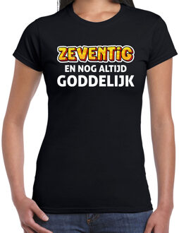 Bellatio Decorations Verjaardag t-shirt 70 jaar - zeventig en goddelijk - zwart - dames - zeventig jaar cadeau shirt S