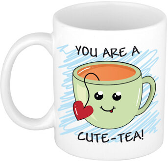 Bellatio Decorations Verjaardags/cadeau mok - groen - Smile Emoticon cute tea - grappig - keramiek - 300 ml