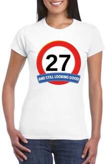 Bellatio Decorations Verkeersbord 27 jaar t-shirt wit dames 2XL