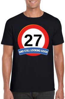 Bellatio Decorations Verkeersbord 27 jaar t-shirt zwart heren 2XL