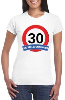 Bellatio Decorations Verkeersbord 30 jaar t-shirt wit dames 2XL