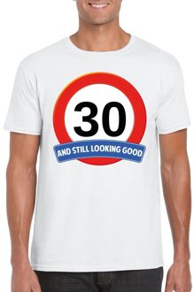 Bellatio Decorations Verkeersbord 30 jaar t-shirt wit heren 2XL