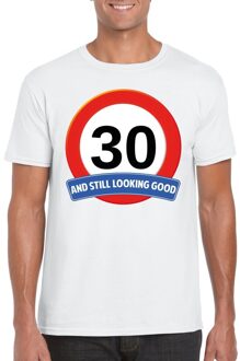 Bellatio Decorations Verkeersbord 30 jaar t-shirt wit heren