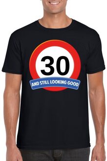 Bellatio Decorations Verkeersbord 30 jaar t-shirt zwart heren 2XL