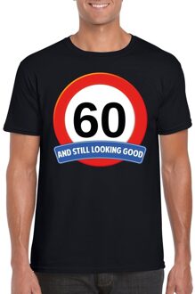 Bellatio Decorations Verkeersbord 60 jaar t-shirt zwart heren 2XL