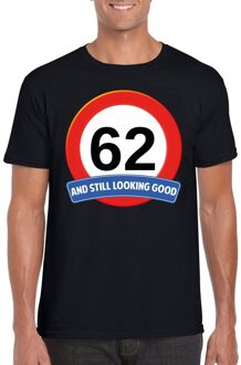 Bellatio Decorations Verkeersbord 62 jaar t-shirt zwart heren M