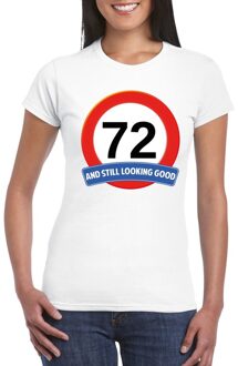 Bellatio Decorations Verkeersbord 72 jaar t-shirt wit dames 2XL