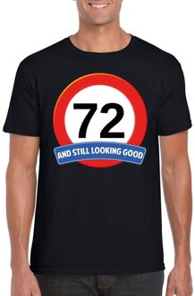 Bellatio Decorations Verkeersbord 72 jaar t-shirt zwart heren 2XL