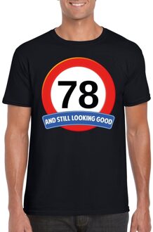 Bellatio Decorations Verkeersbord 78 jaar t-shirt zwart heren L