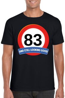 Bellatio Decorations Verkeersbord 83 jaar t-shirt zwart heren L