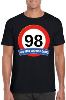 Bellatio Decorations Verkeersbord 98 jaar t-shirt zwart heren L