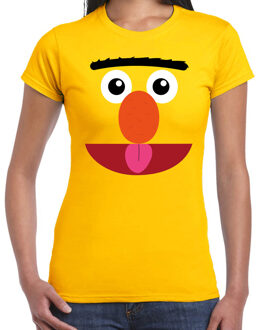 Bellatio Decorations Verkleed / carnaval t-shirt geel cartoon knuffel pop voor dames - Verkleed / kostuum shirts L - Feestshirts