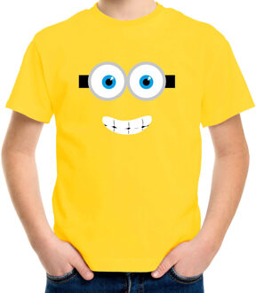 Bellatio Decorations Verkleed / carnaval t-shirt lachend geel poppetje voor kinderen - Verkleed / kostuum shirts XS (110-116)