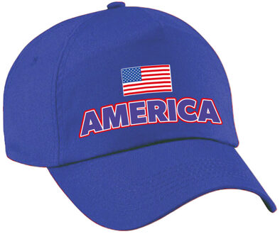 Bellatio Decorations Verkleed feest pet - blauw - Amerika - vlag/landen thema - zonneklep pet
