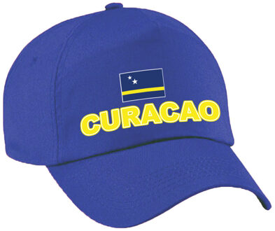 Bellatio Decorations Verkleed feest pet - blauw - Curacao - vlag/landen thema - EK / WK - zonneklep pet