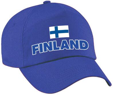 Bellatio Decorations Verkleed feest pet - blauw - Finland - vlag/landen thema - zonneklep pet
