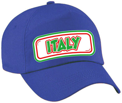 Bellatio Decorations Verkleed feest pet - blauw - Italie - landen thema - zonneklep pet - volwassenen