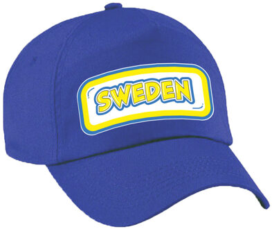 Bellatio Decorations Verkleed feest pet - blauw - Zweden - landen thema - zonneklep pet - volwassenen
