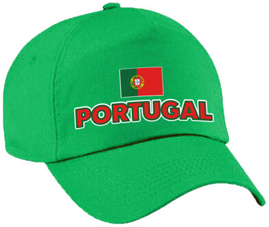 Bellatio Decorations Verkleed feest pet - groen - Portugal - vlag/landen thema - zonneklep pet