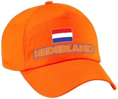 Bellatio Decorations Verkleed feest pet - oranje - Nederland - vlag/landen thema - zonneklep pet