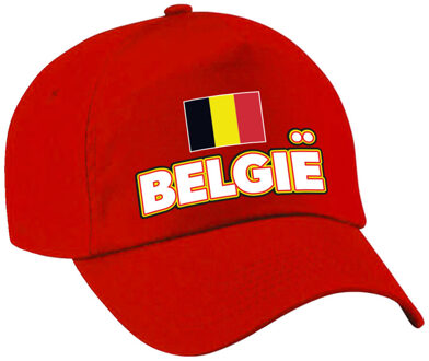 Bellatio Decorations Verkleed feest pet - rood - Belgie - vlag/landen thema - zonneklep pet