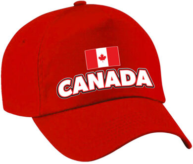 Bellatio Decorations Verkleed feest pet - rood - Canadese vlag - vlag/landen thema - zonneklep pet - volwassenen