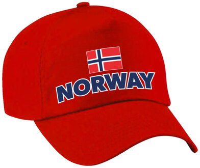 Bellatio Decorations Verkleed feest pet - rood - Noorwegen - vlag/landen thema - zonneklep pet
