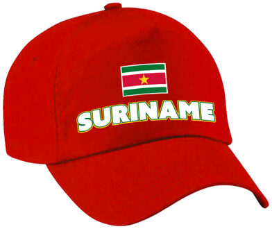 Bellatio Decorations Verkleed feest pet - rood - Suriname - vlag/landen thema - EK / WK - zonneklep pet