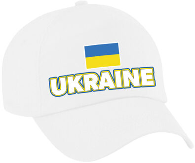 Bellatio Decorations Verkleed feest pet - wit - Oekraine - vlag/landen thema - zonneklep pet