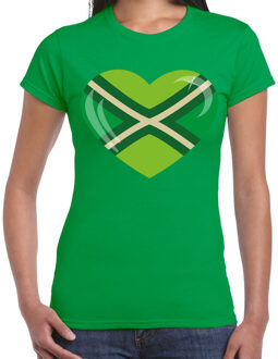 Bellatio Decorations Verkleed feest T-shirt dames - groen - I love Achterhoek - met hartje - themafeest S