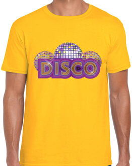 Bellatio Decorations Verkleed feestkleding t-shirt heren - geel - DISCO - Seventies - Eighties party - discobol