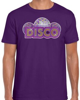 Bellatio Decorations Verkleed feestkleding t-shirt heren - paars - DISCO - Seventies - Eighties party - discobol