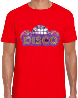 Bellatio Decorations Verkleed feestkleding t-shirt heren - rood - DISCO - Seventies - Eighties party - discobol L