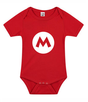 Bellatio Decorations Verkleed kraamcadeau - baby rompertje - Mario M - rood - jongen/meisje - coole babykleding 80 (9-12 maanden)