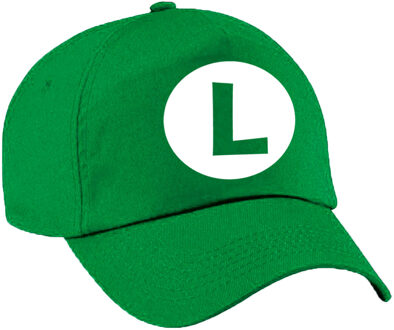 Bellatio Decorations Verkleed pet / carnaval pet - loodgieter Luigi - groen - voor kinderen - Baseballcap