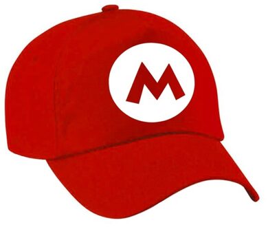 Bellatio Decorations Verkleed pet / carnaval pet - loodgieter Mario - rood - voor kinderen - Baseballcap - Verkleedhoofddeksels