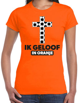 Bellatio Decorations Verkleed shirt dames - ik geloof in oranje - oranje - EK/WK voetbal supporter 2XL