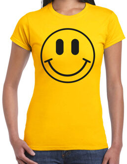 Bellatio Decorations Verkleed shirt dames - smiley - geel - carnaval - foute party - feestkleding 2XL