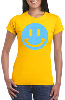 Bellatio Decorations Verkleed shirt dames - smiley - geel - carnaval/foute party - feestkleding XS