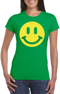 Bellatio Decorations Verkleed shirt dames - smiley - groen - carnaval/foute party - feestkleding 2XL