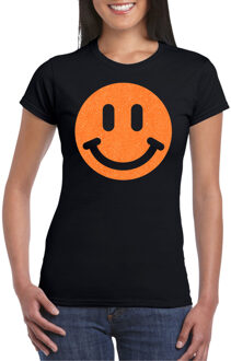 Bellatio Decorations Verkleed shirt dames - smiley - zwart - carnaval/foute party - feestkleding 2XL