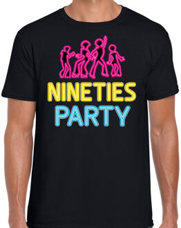 Bellatio Decorations Verkleed shirt heren - nineties party - zwart - neon - jaren 90 - foute party 2XL