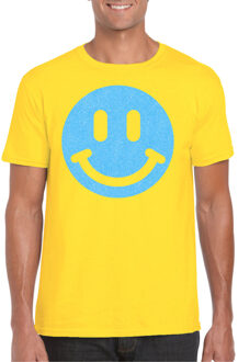 Bellatio Decorations Verkleed shirt heren - smiley - geel - carnaval/foute party - feestkleding 2XL