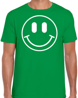 Bellatio Decorations Verkleed shirt heren - smiley - groen - carnaval - foute party - feestkleding 2XL