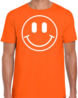 Bellatio Decorations Verkleed shirt heren - smiley - oranje - carnaval - foute party - feestkleding 2XL