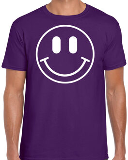 Bellatio Decorations Verkleed shirt heren - smiley - paars - carnaval - foute party - feestkleding 2XL