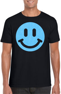 Bellatio Decorations Verkleed shirt heren - smiley - zwart - carnaval/foute party - feestkleding 2XL